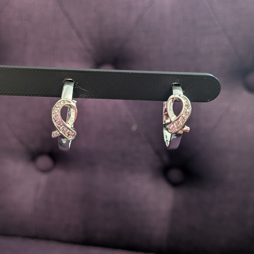 Elegant Pink Ribbon Earrings